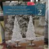 Image 1 : Set of 2 Illuminated Glitter Trees -13" Tall