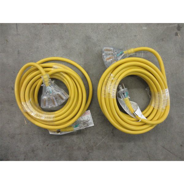 2 New 25' Triple Outlet Outdoor Extension Cords