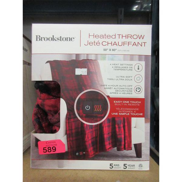 Red Plaid Brookstone Heated Throw - Open Box