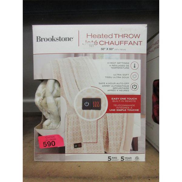 Beige Brookstone Heated Throw - Open Box