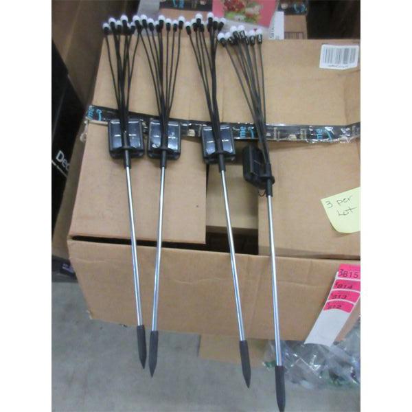 3 New Sets of 4 Solar Wind Swaying 8 LED Stake Lights
