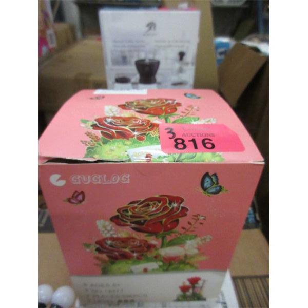 3 New Pink Floral Craft Kits with 6  Tall Domes