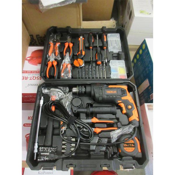 New Tacklife 145 Pc. Home Tool Kit w/ Hammer Drill