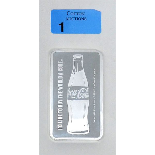 10 Oz .999 Silver Coca-Cola 2-Sided Bar 