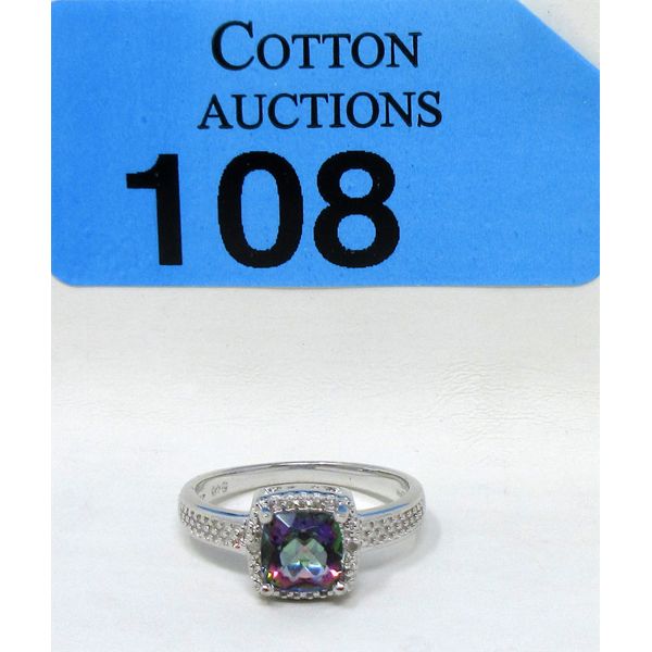 Mystic Topaz and Diamond Sterling Silver Ring