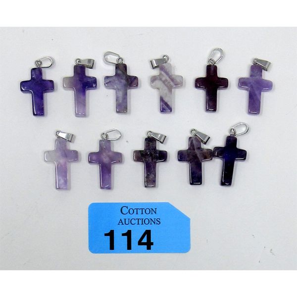 11 New Amethyst Cross Pendants 