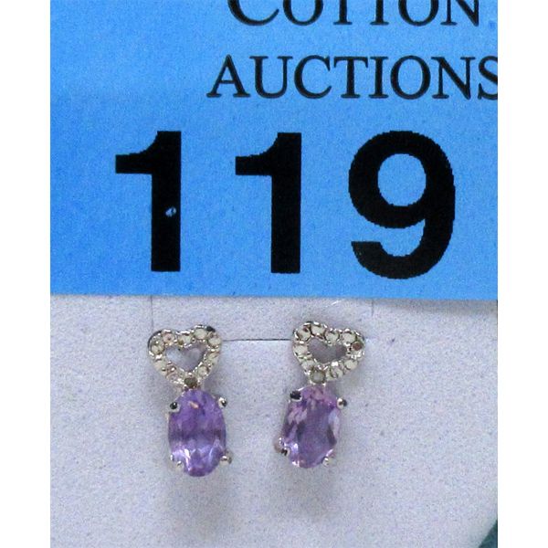 New Amethyst & Diamond Sterling Silver Earrings