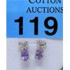 Image 1 : New Amethyst & Diamond Sterling Silver Earrings