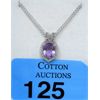 Image 1 : Amethyst & Diamond Sterling Silver Pendant 