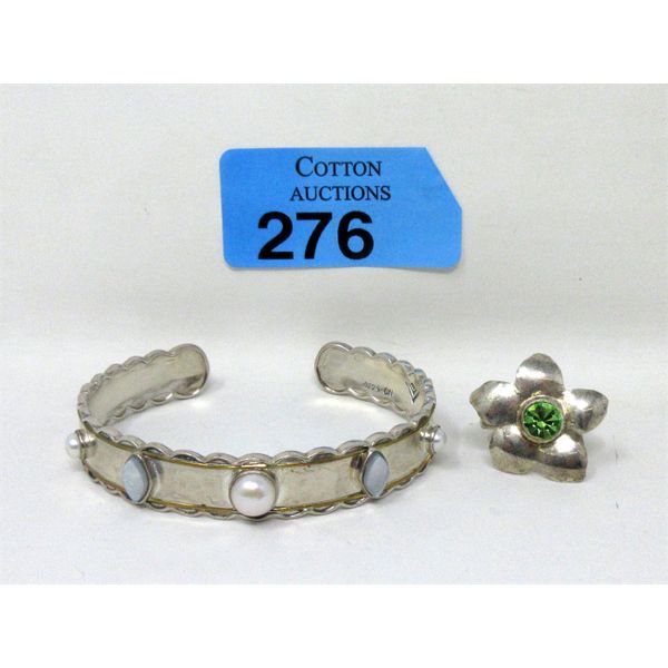 .925 Silver Cuff Bracelet & .950 Silver Ring