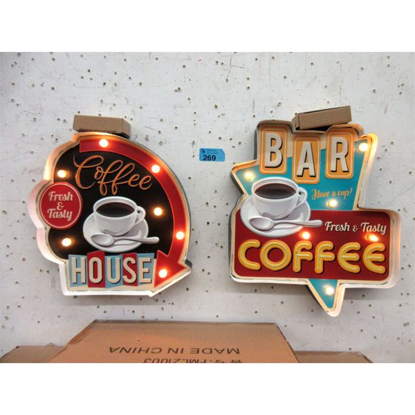 7 New Illuminated "Coffee" Wall Signs