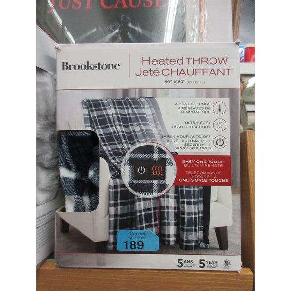 Blue Plaid Brookstone Heated Throw  - Open Box