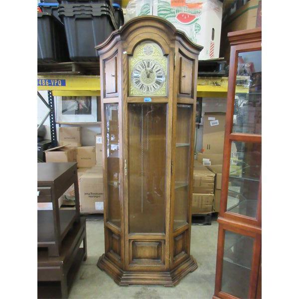 Wood Clock / Curio Cabinet - Glass Shelves