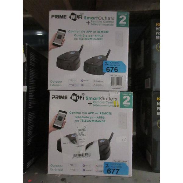 2 Sets of 2 Prime Outdoor WiFi Smart Outlets