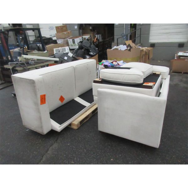 2 Piece Cream Fabric Sectional Sofa - Store Return