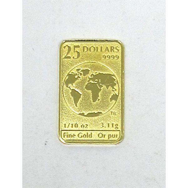 1/10 Oz .9999 Fine Gold 2016 Legal Tender Bar