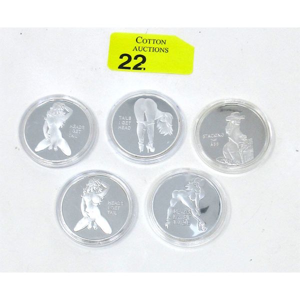 5 x 1 Oz Silver Clad Nude Art Challenge Rounds