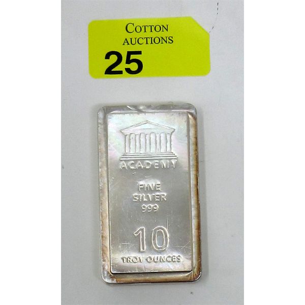 10 Oz .999 Silver Academy Stackable Bar 