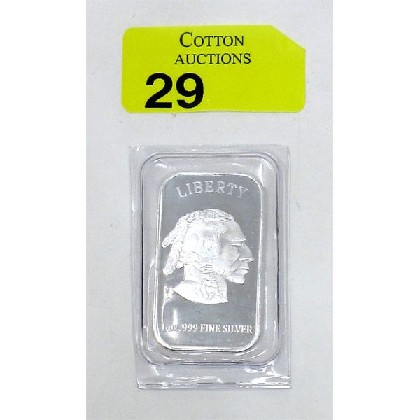 1 Oz .999 Silver USA Indigenous/Buffalo Bar 