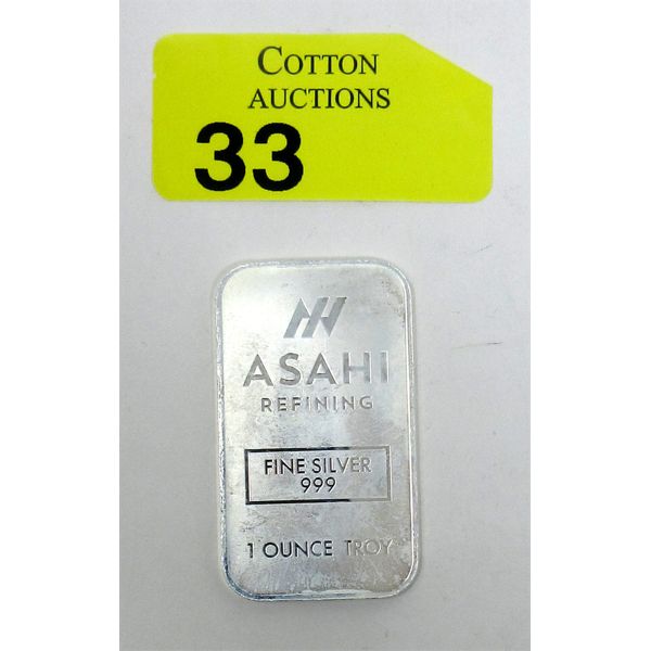 1 Oz .999 Silver Asahi Refining Bar 