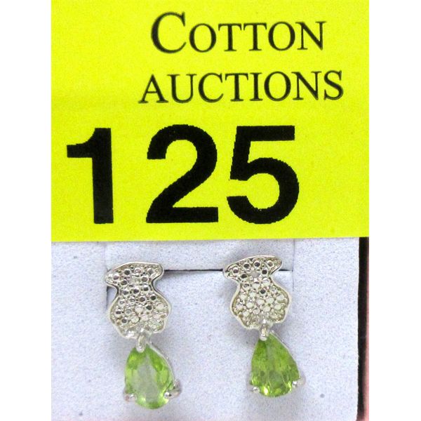 New Peridot & Diamond Sterling Silver Earrings