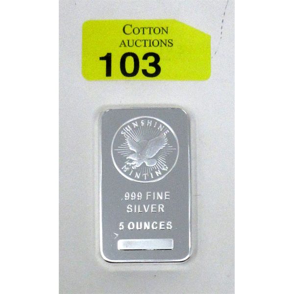 5 Oz .999 Silver Sunshine Minting Bar 