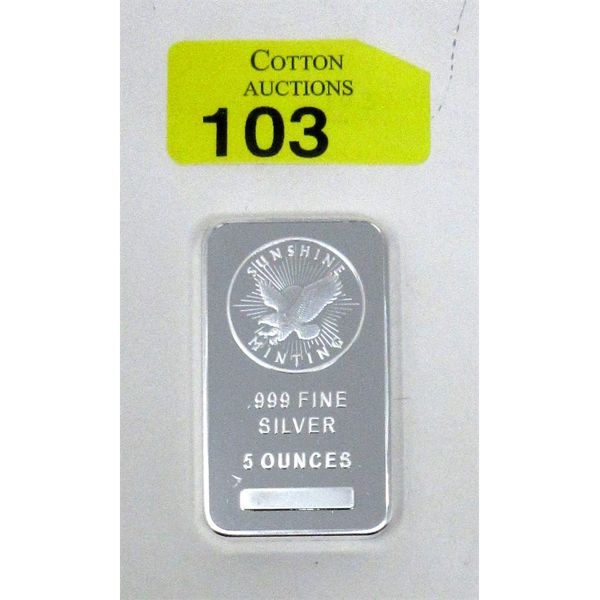 5 Oz .999 Silver Sunshine Minting Bar 