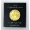 Image 2 : 1 Gram .9999 Fine Gold 2021 Canada Maple Leaf Coin 