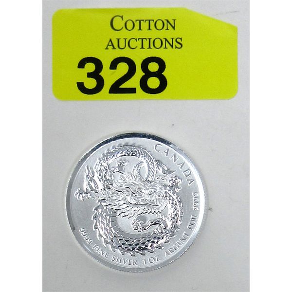 1 Oz .9999 Silver 2020 Year of Dragon Royal Canadian Mint Coin 