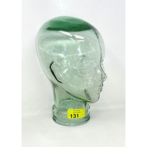 Vintage 11" Glass Mannequin Head - Green Tint