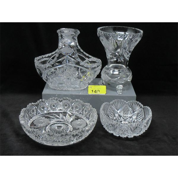 4 Crystal Vases and Bowls