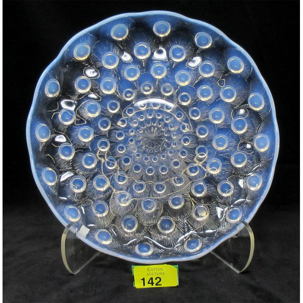 Lalique Opalescent Blue Peacock Feather Plate