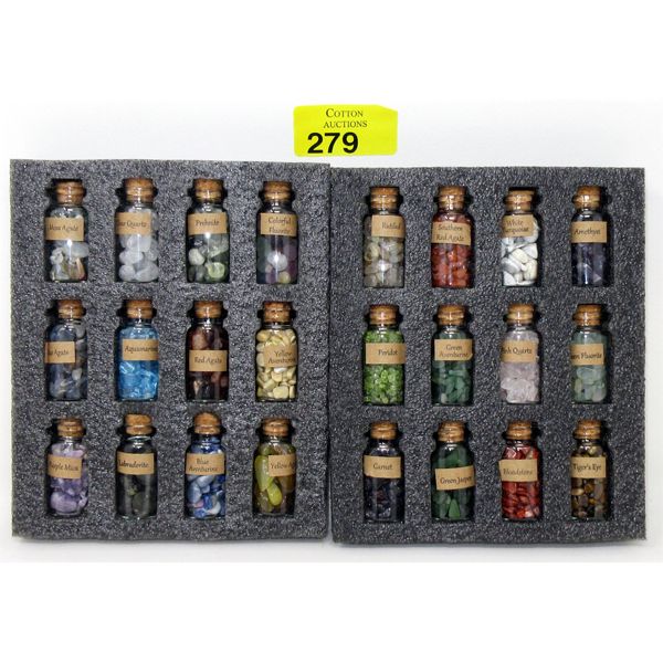 24 Bottles of Assorted Crystals & Gemstones