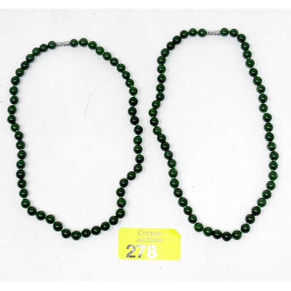 2 New 18" Jade Bead Necklaces - 7 mm Beads