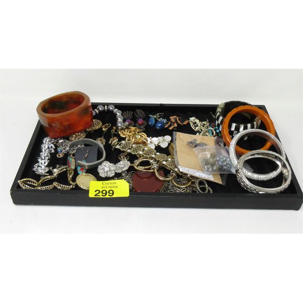 Tray of Vintage Earrings and Bracelets.  