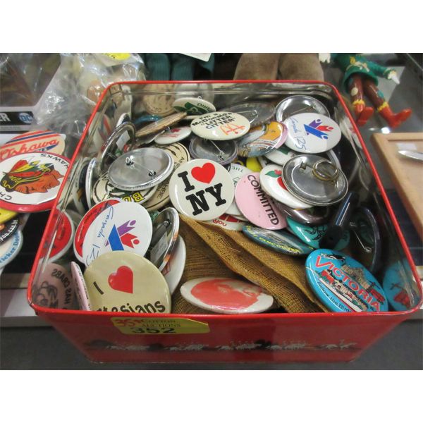 35+ Assorted Pin Back Buttons