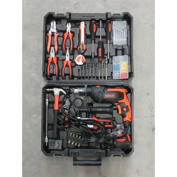 New Tacklife 145 Pc. Home Tool Kit w/ Hammer Drill