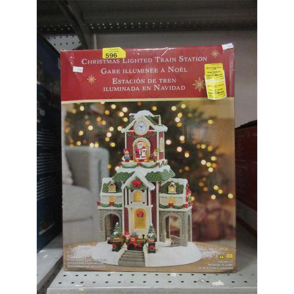 Christmas Lighted Train Station - Open box 