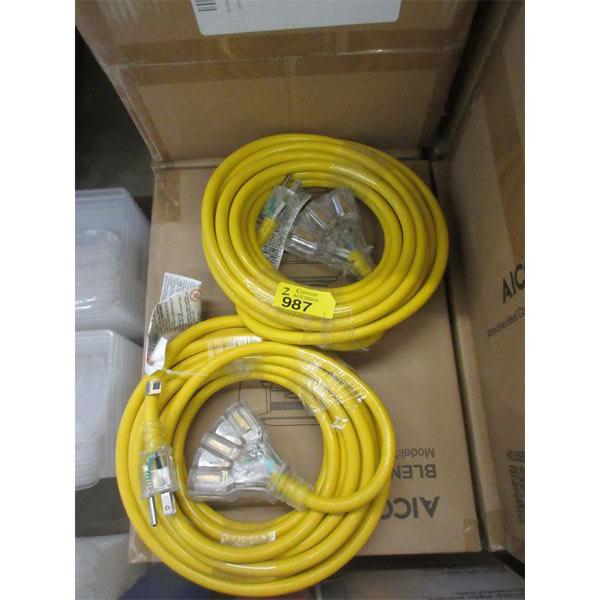 2 New 25' Triple Outlet Outdoor Extension Cords