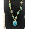 Image 2 : Long Ceramic Carved Scarab Pendant & Beads Necklace