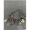 Image 2 : Silver Tone Link Bracelet w/ Lot Of Christmas Charms