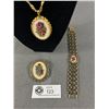 Image 3 : Lovely Petit Point Jewelry - Bracelet, Necklace & Brooch/Pendant