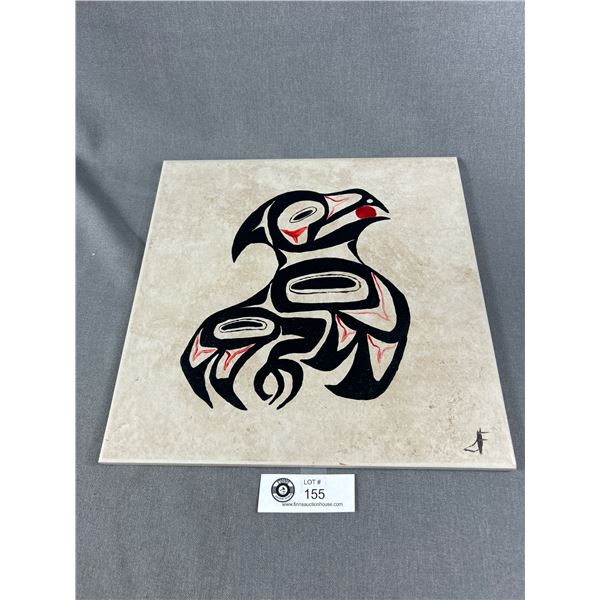 Hand Painted Haida Tile Picture, Hand Written Signed Mark