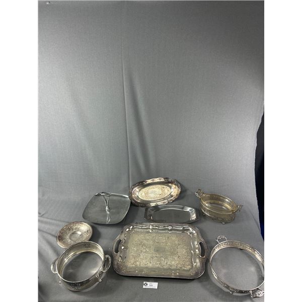 Lot Of Vintage Metal Serving Ware - Some E.P Copper, Nickle & Brass. Glass Is Marked Pyrex