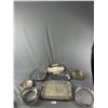 Image 1 : Lot Of Vintage Metal Serving Ware - Some E.P Copper, Nickle & Brass. Glass Is Marked Pyrex