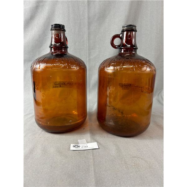 2 Vintage Canadian Embossed Bleach Bottles Circa 1950's