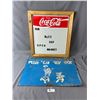 Image 1 : Vintage Signs - Tin "Push 'Em Toy Box" Approx. 15 1/2" x 23 1/2" & Wood Framed Coca Cola Café Sign. 