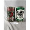 Image 1 : 2 - 1 Quart Vintage Oil Tins, Empty ,Peerless B/A & Quaker State