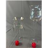 Image 2 : Trio Of Glass Candle Holders Reflecting Iridescent Colour. Approx. 10"-12"-14"