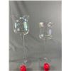 Image 3 : Trio Of Glass Candle Holders Reflecting Iridescent Colour. Approx. 10"-12"-14"